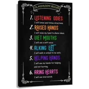 ALAYRA Classroom Rule Wall Art Prints Canvas for Student Study Learning Painting Decor for Primary Middle School UnFramed Size 18x24 inch 01
