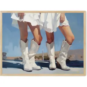 ALAYRA Coastal Cowgirl Room Decor Aesthetic, Girly Western Cowgirl Boots Wall Art Prints for Teen Girls Apartment, Retro Cowboy Boot Painting for Dorm. (12" X 16", UNFRAMED) 01