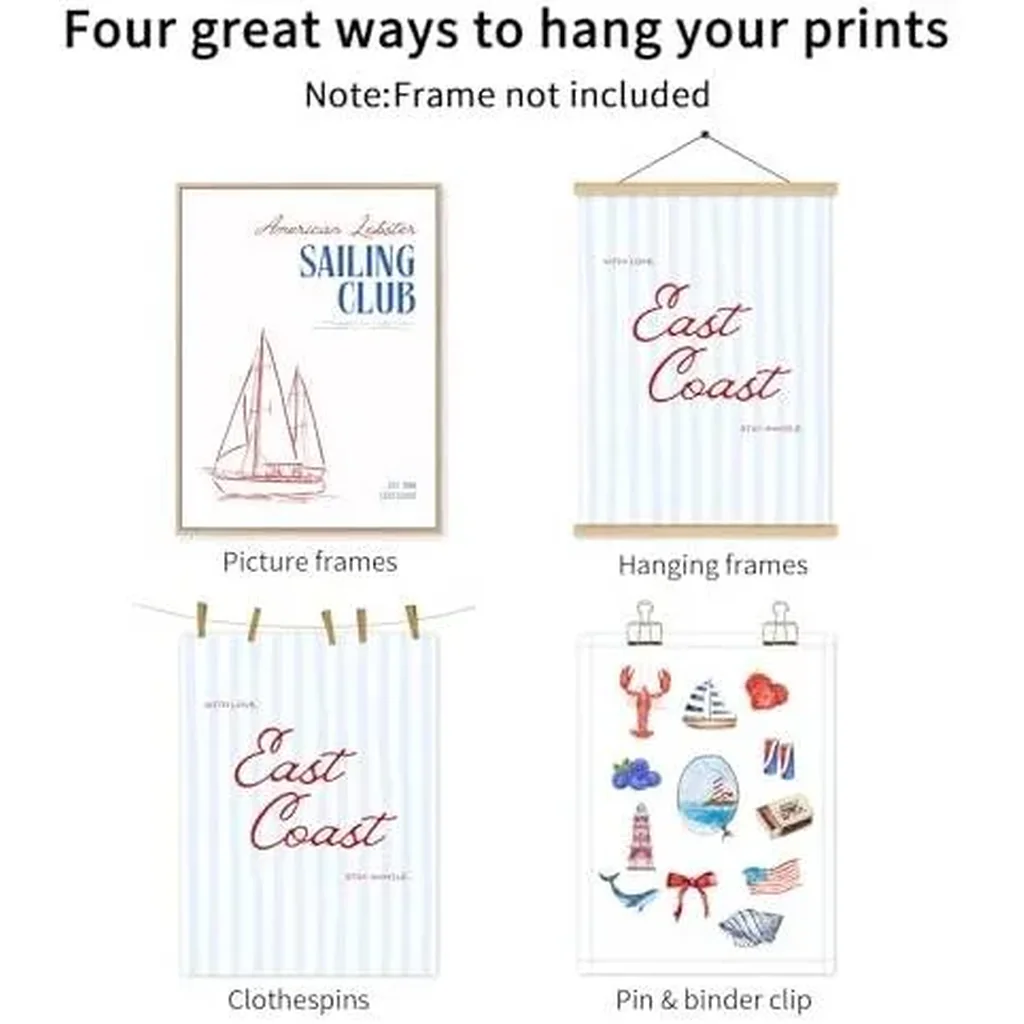 ALAYRA Coastal Wall Art Preppy Aesthetic Wall Decor Trendy East Coast Wall Art Sailboat Prints Vintage Beach Pictures Coastal Poster for Living Room Bedroom 16x24 Inch Unframed Set of 3 01 - Image 6