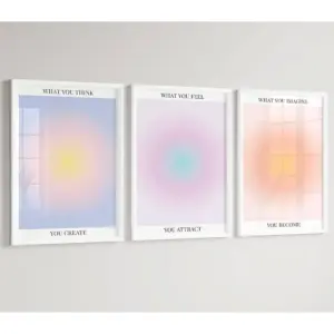 ALAYRA Colorful Abstract Aura Posters for Room Aesthetic 3 Piece Aura Gradient Spiritual Affirmation Canvas Wall Art Positive Energy Painting Danish Pastel Room Wall Decor for Bedroom Yoga 16x24in Unf