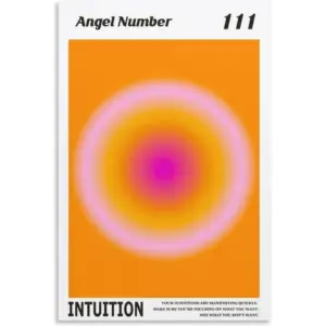 ALAYRA Colorful Gradient Aura Angel Numbers Poster Aesthetic Inspirational Quotes Wall Art Canvas Prints Pictures for Bedroom (12x16inch-Unframe, AngelNO-111) 01