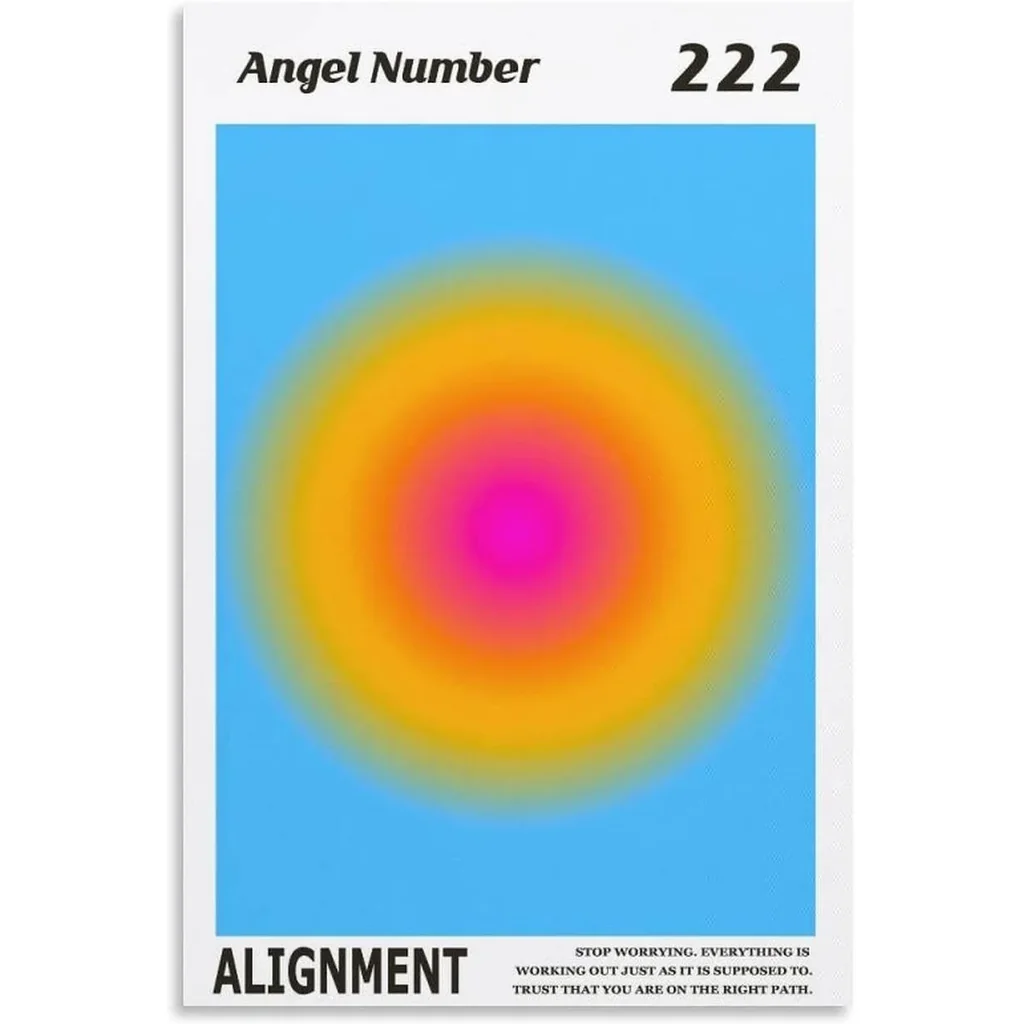 ALAYRA Colorful Gradient Aura Angel Numbers Poster Aesthetic Inspirational Quotes Wall Art Canvas Prints Pictures for Bedroom (12x16inch-Unframe, AngelNO-222) 01