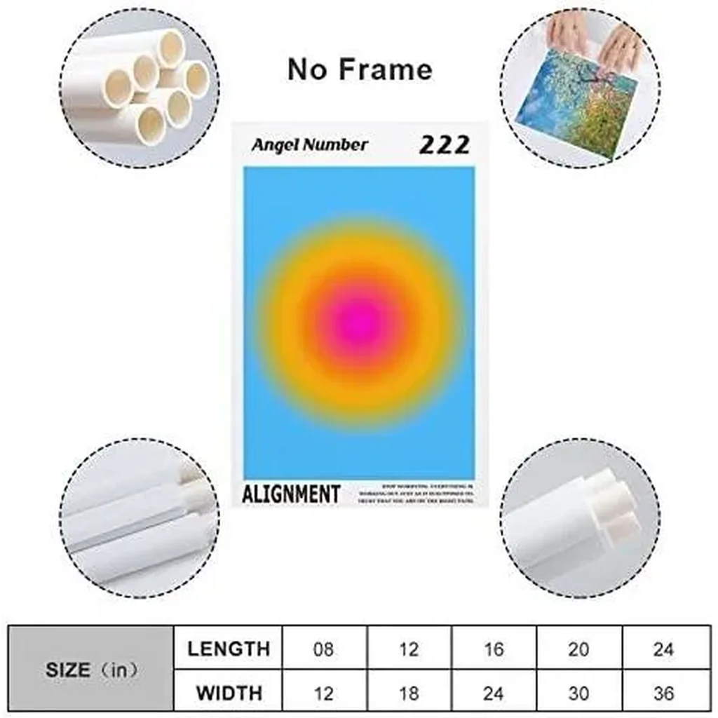 ALAYRA Colorful Gradient Aura Angel Numbers Poster Aesthetic Inspirational Quotes Wall Art Canvas Prints Pictures for Bedroom (12x16inch-Unframe, AngelNO-222) 01 - Image 2