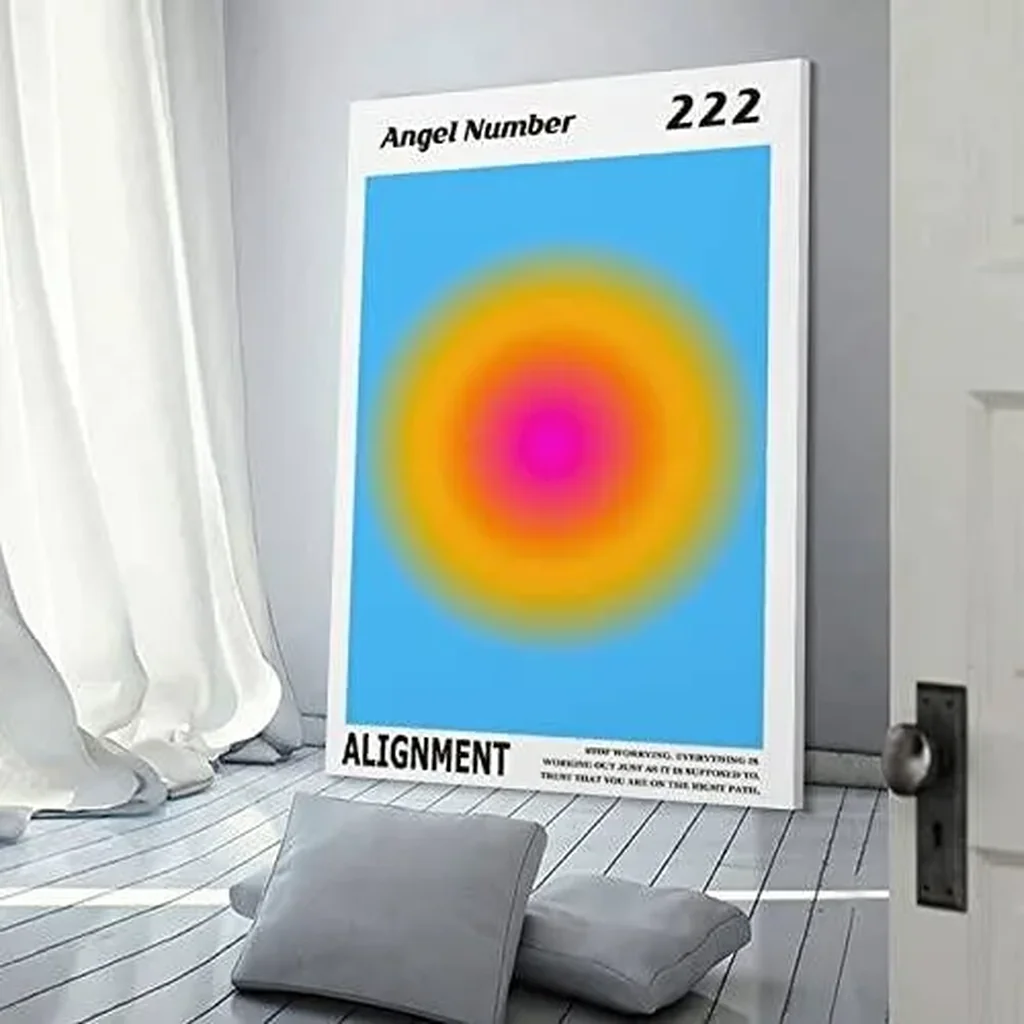 ALAYRA Colorful Gradient Aura Angel Numbers Poster Aesthetic Inspirational Quotes Wall Art Canvas Prints Pictures for Bedroom (12x16inch-Unframe, AngelNO-222) 01 - Image 3
