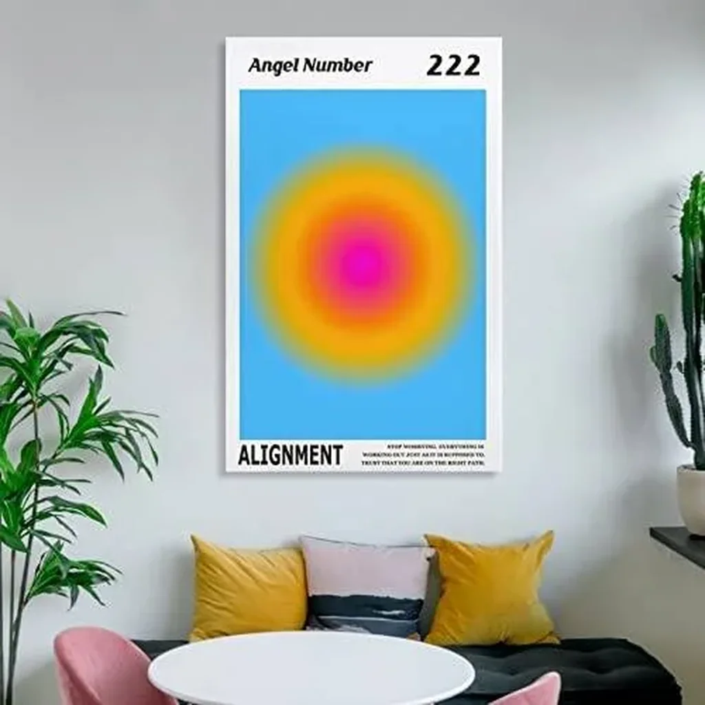 ALAYRA Colorful Gradient Aura Angel Numbers Poster Aesthetic Inspirational Quotes Wall Art Canvas Prints Pictures for Bedroom (12x16inch-Unframe, AngelNO-222) 01 - Image 5