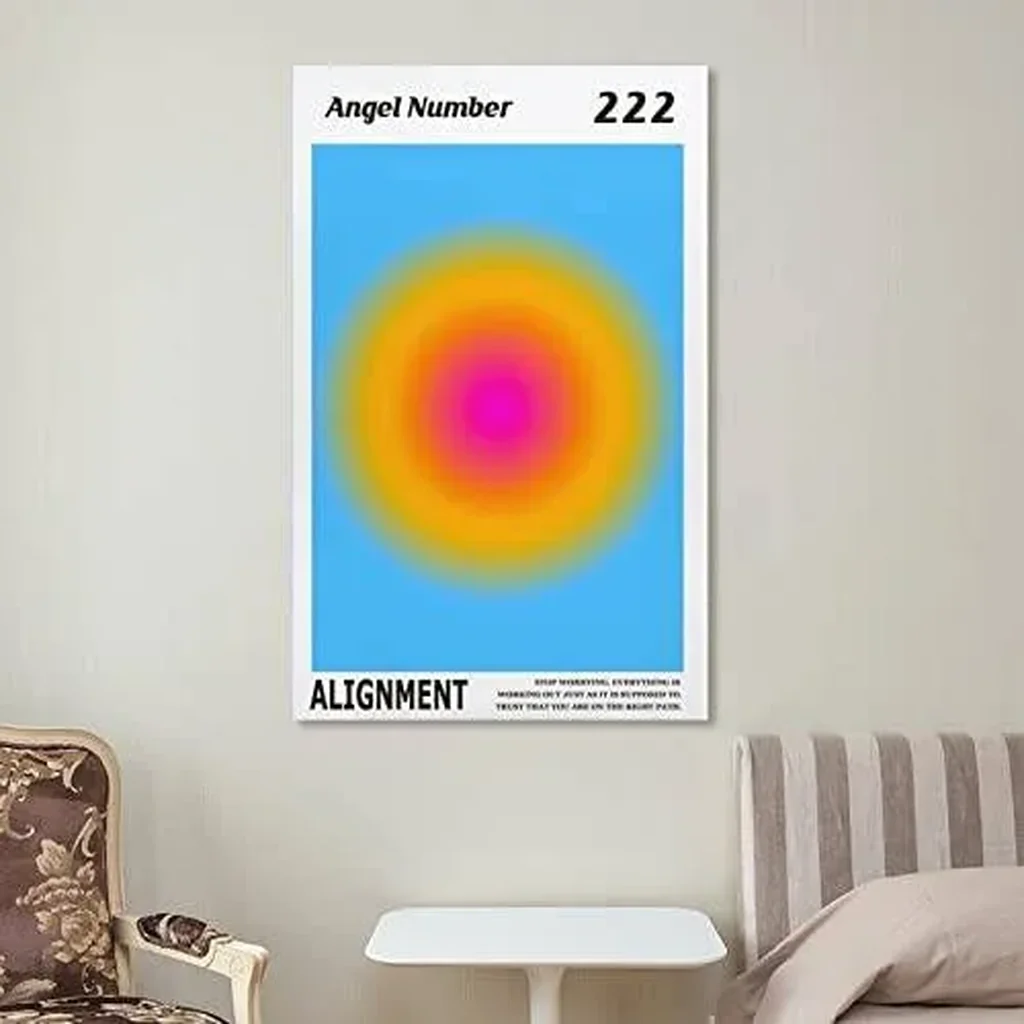ALAYRA Colorful Gradient Aura Angel Numbers Poster Aesthetic Inspirational Quotes Wall Art Canvas Prints Pictures for Bedroom (12x16inch-Unframe, AngelNO-222) 01 - Image 6