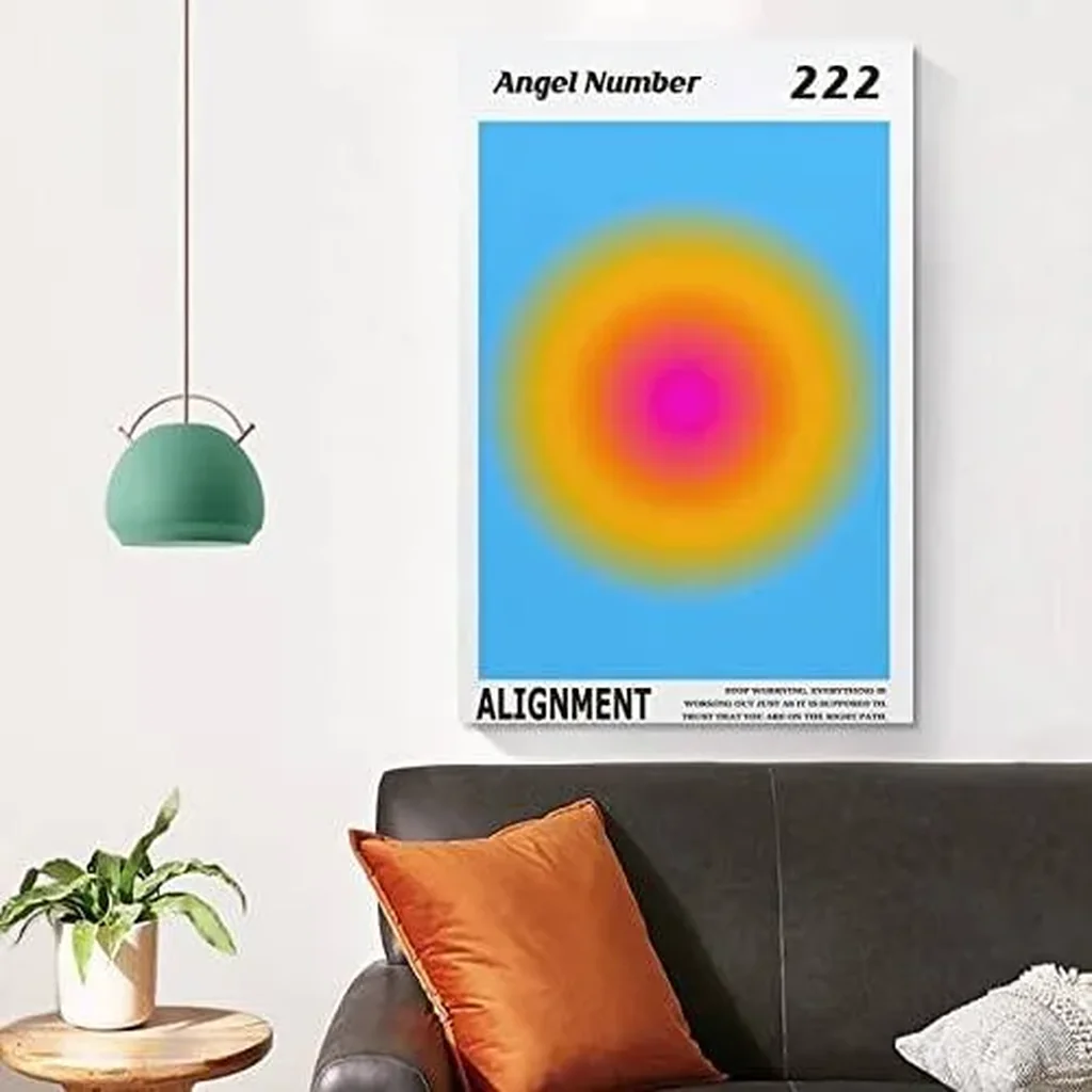 ALAYRA Colorful Gradient Aura Angel Numbers Poster Aesthetic Inspirational Quotes Wall Art Canvas Prints Pictures for Bedroom (12x16inch-Unframe, AngelNO-222) 01 - Image 7