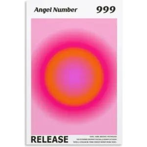 ALAYRA Colorful Gradient Aura Angel Numbers Poster Aesthetic Inspirational Quotes Wall Art Canvas Prints Pictures for Bedroom (12x16inch-Unframe, AngelNO-999) 01