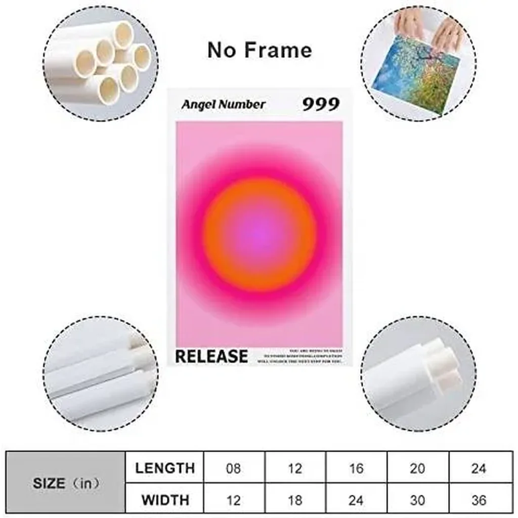 ALAYRA Colorful Gradient Aura Angel Numbers Poster Aesthetic Inspirational Quotes Wall Art Canvas Prints Pictures for Bedroom (12x16inch-Unframe, AngelNO-999) 01 - Image 2