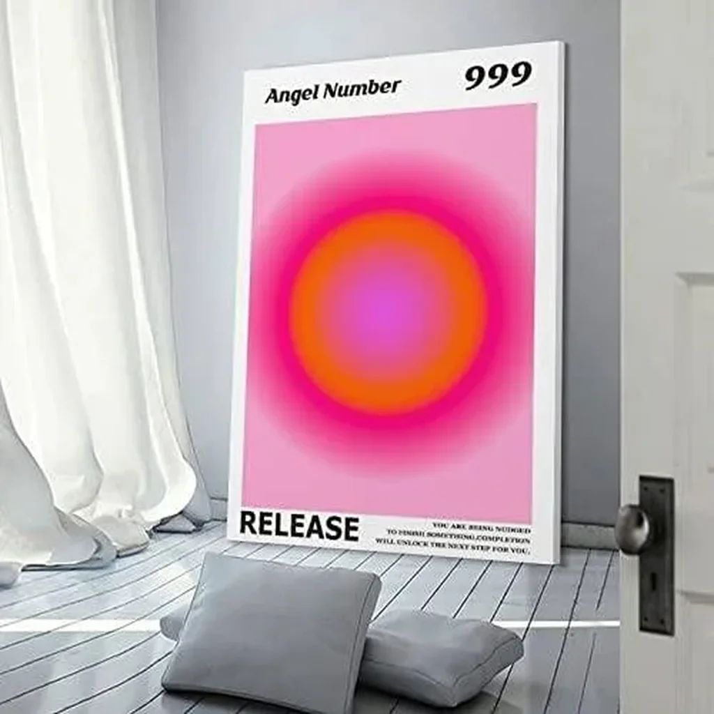 ALAYRA Colorful Gradient Aura Angel Numbers Poster Aesthetic Inspirational Quotes Wall Art Canvas Prints Pictures for Bedroom (12x16inch-Unframe, AngelNO-999) 01 - Image 3