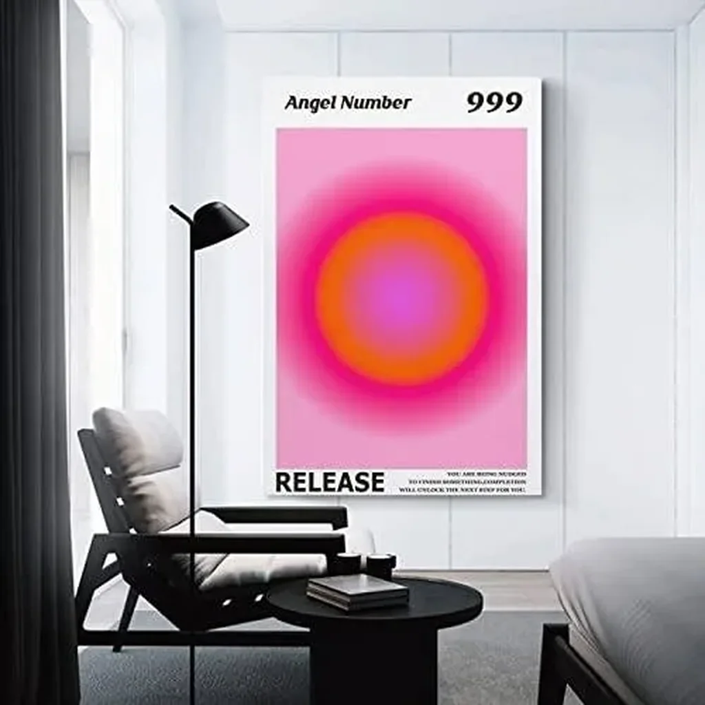 ALAYRA Colorful Gradient Aura Angel Numbers Poster Aesthetic Inspirational Quotes Wall Art Canvas Prints Pictures for Bedroom (12x16inch-Unframe, AngelNO-999) 01 - Image 4