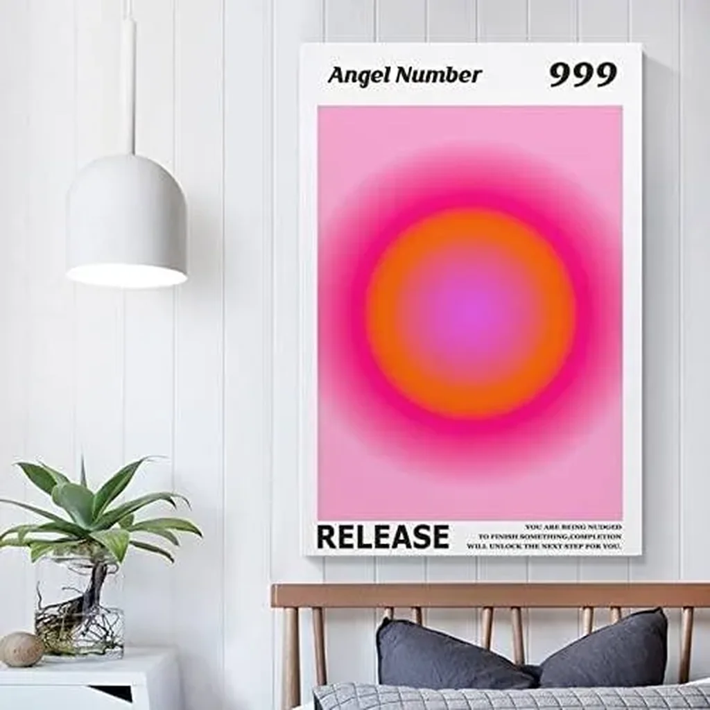 ALAYRA Colorful Gradient Aura Angel Numbers Poster Aesthetic Inspirational Quotes Wall Art Canvas Prints Pictures for Bedroom (12x16inch-Unframe, AngelNO-999) 01 - Image 5
