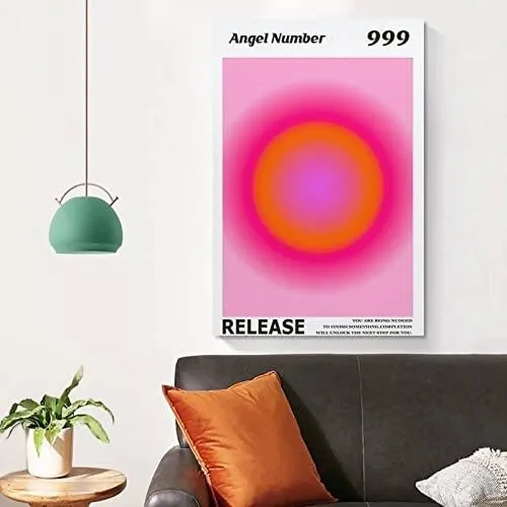ALAYRA Colorful Gradient Aura Angel Numbers Poster Aesthetic Inspirational Quotes Wall Art Canvas Prints Pictures for Bedroom (12x16inch-Unframe, AngelNO-999) 01 - Image 6