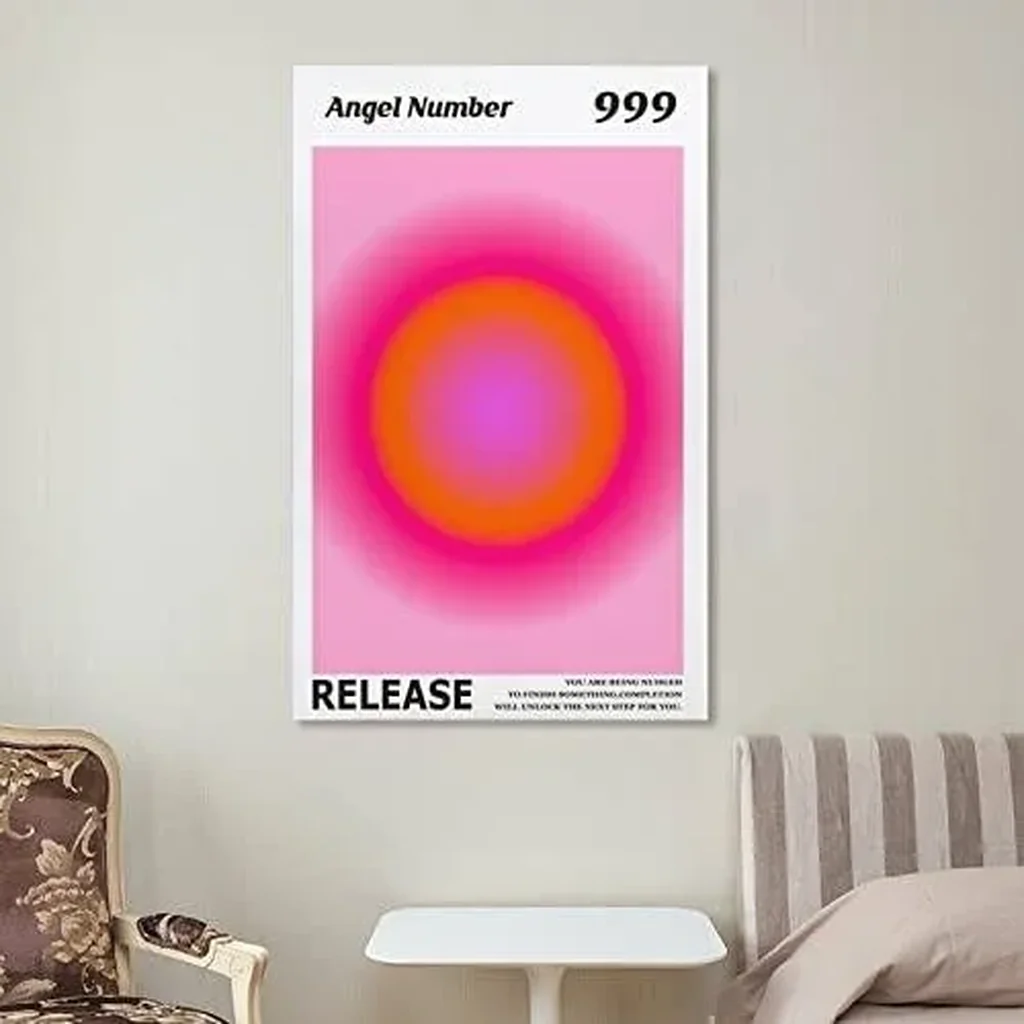 ALAYRA Colorful Gradient Aura Angel Numbers Poster Aesthetic Inspirational Quotes Wall Art Canvas Prints Pictures for Bedroom (12x16inch-Unframe, AngelNO-999) 01 - Image 7