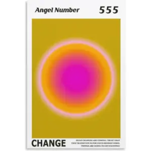 ALAYRA Colorful Gradient Aura Angel Numbers Poster Aesthetic Inspirational Quotes Wall Art Canvas Prints Pictures for Bedroom (16x24inch-Unframe, AngelNO-555) 01