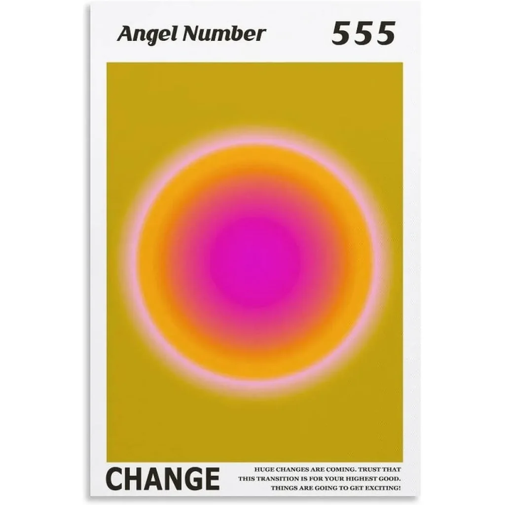 ALAYRA Colorful Gradient Aura Angel Numbers Poster Aesthetic Inspirational Quotes Wall Art Canvas Prints Pictures for Bedroom (16x24inch-Unframe, AngelNO-555) 01