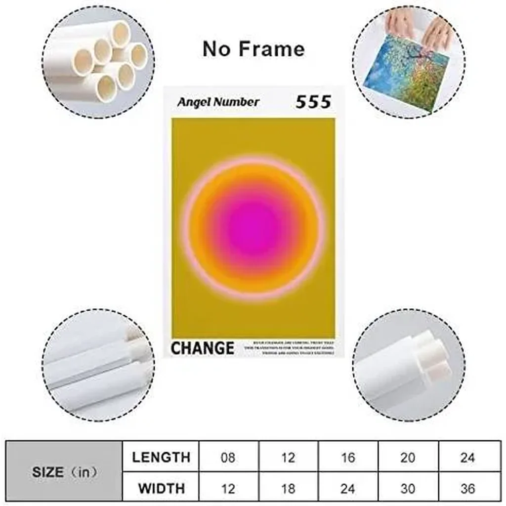 ALAYRA Colorful Gradient Aura Angel Numbers Poster Aesthetic Inspirational Quotes Wall Art Canvas Prints Pictures for Bedroom (16x24inch-Unframe, AngelNO-555) 01 - Image 2