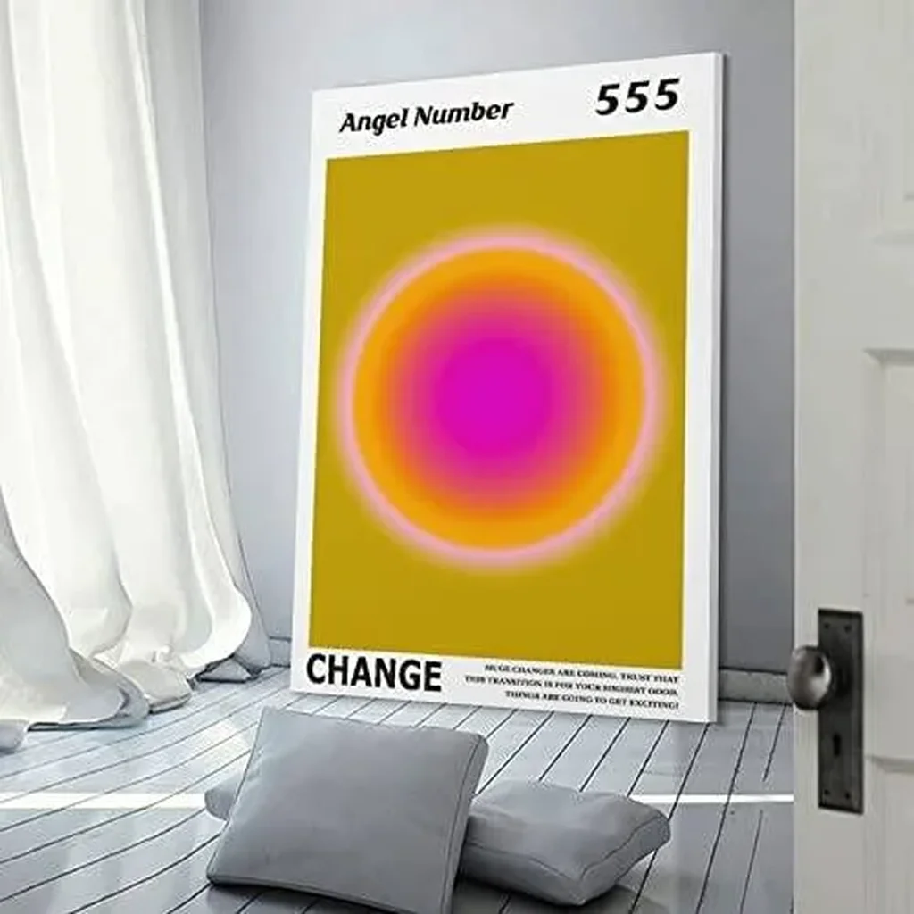 ALAYRA Colorful Gradient Aura Angel Numbers Poster Aesthetic Inspirational Quotes Wall Art Canvas Prints Pictures for Bedroom (16x24inch-Unframe, AngelNO-555) 01 - Image 3