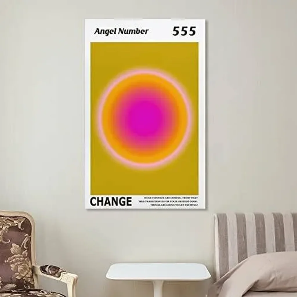 ALAYRA Colorful Gradient Aura Angel Numbers Poster Aesthetic Inspirational Quotes Wall Art Canvas Prints Pictures for Bedroom (16x24inch-Unframe, AngelNO-555) 01 - Image 4