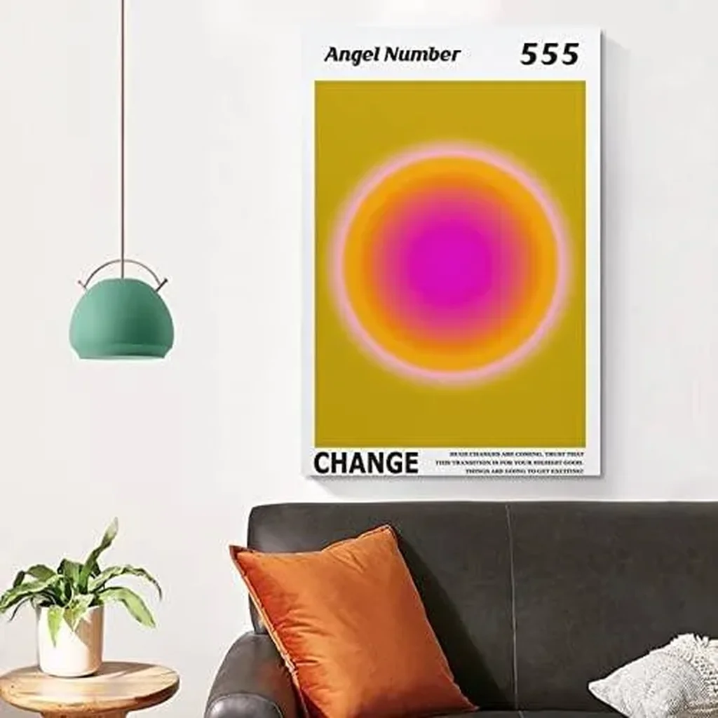 ALAYRA Colorful Gradient Aura Angel Numbers Poster Aesthetic Inspirational Quotes Wall Art Canvas Prints Pictures for Bedroom (16x24inch-Unframe, AngelNO-555) 01 - Image 7