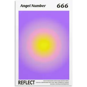 ALAYRA Colorful Gradient Aura Angel Numbers Poster Aesthetic Inspirational Quotes Wall Art Canvas Prints Pictures for Bedroom (16x24inch-Unframe, AngelNO-666) 01