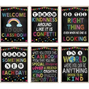 ALAYRA Colorful Inspirational Quote Canva Wall Art Growth Mindset Prints Positive Posters Set of 6Classroom Office School Bulletin Board Decor 8 x 10 Inch Unframed, 20cmx25cm (8inchx10inch) 01