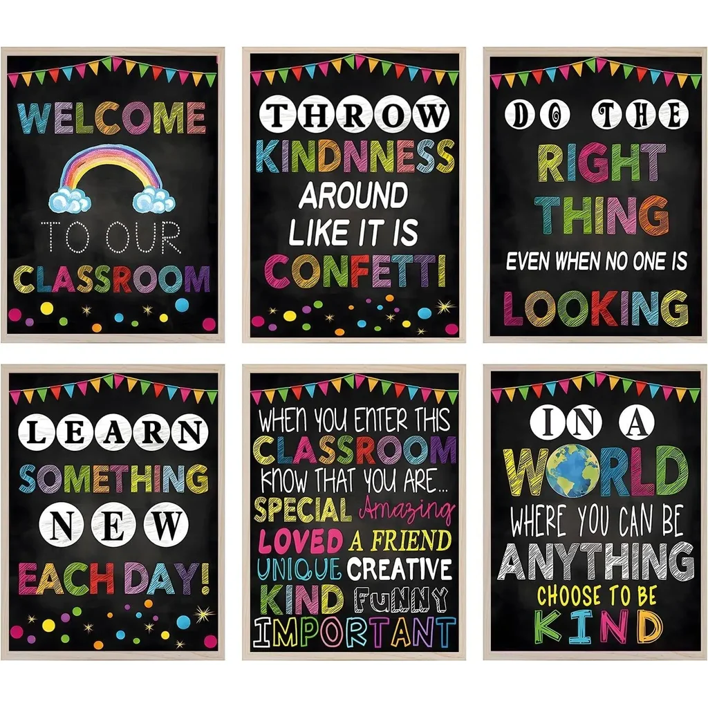 ALAYRA Colorful Inspirational Quote Canva Wall Art Growth Mindset Prints Positive Posters Set of 6Classroom Office School Bulletin Board Decor 8 x 10 Inch Unframed, 20cmx25cm (8inchx10inch) 01