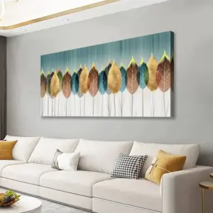 ALAYRA Colorful leaves Pictures Canvas Wall Art for Living room Bedroom or Bathroom Wall Decor, Abstract leaves Wall Art Print Paitnings for home Decor, Abstract painting Waterproof Stretched Ready to