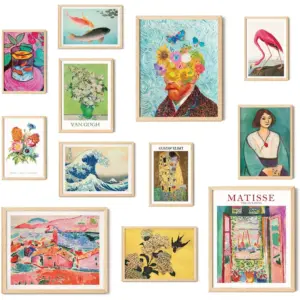 ALAYRA Colorful Maximalist Wall Art Prints - Gallery Wall for Bedroom, Funky Home Decor, Famous Artist Painting Pictures (UNFRAMED) 01