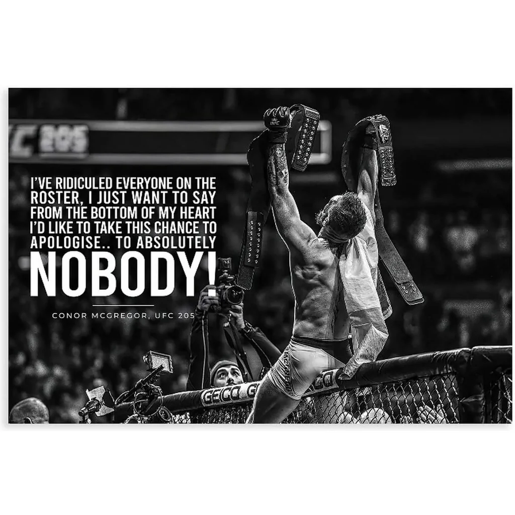ALAYRA Conor Mcgregor Poster Print Signed Fight Posters with Quote Canavs For Boys Room Unframe-style 16x24inch(40x60cm) 01