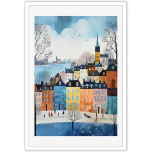 ALAYRA Copenhagen Colourful Winter City Scene Posters Unique Scandinavian Houses Place To Travel Winter Snow Nuremberg Germany Snow Canvas Prints For Home Bedroom Dorm Wall Decor 12x16in Unframed 01