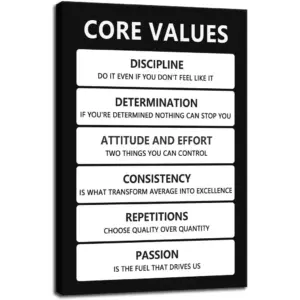 ALAYRA Core Values Motivational Wall Art Inspirational Poster Inspiring Canvas Prints Artwork for Office Living Room Modern Home Decor Painting Pictures Stretched and Framed Ready to Hang 12''Wx 18''H