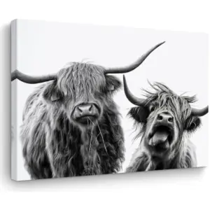 ALAYRA Cow Wall Art Western Wall Decor Funny Cows with BandaCanvas Framed Art Cow Print Stuff Cow Gifts Cow Paintings Western Decor Country Room Decor for Home Farmhouse Bedroom Kitchen Nursery-3 01
