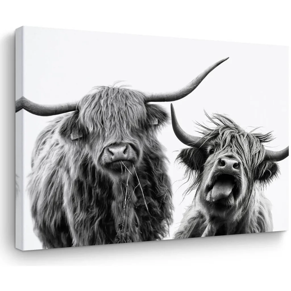 ALAYRA Cow Wall Art Western Wall Decor Funny Cows with BandaCanvas Framed Art Cow Print Stuff Cow Gifts Cow Paintings Western Decor Country Room Decor for Home Farmhouse Bedroom Kitchen Nursery-3 01