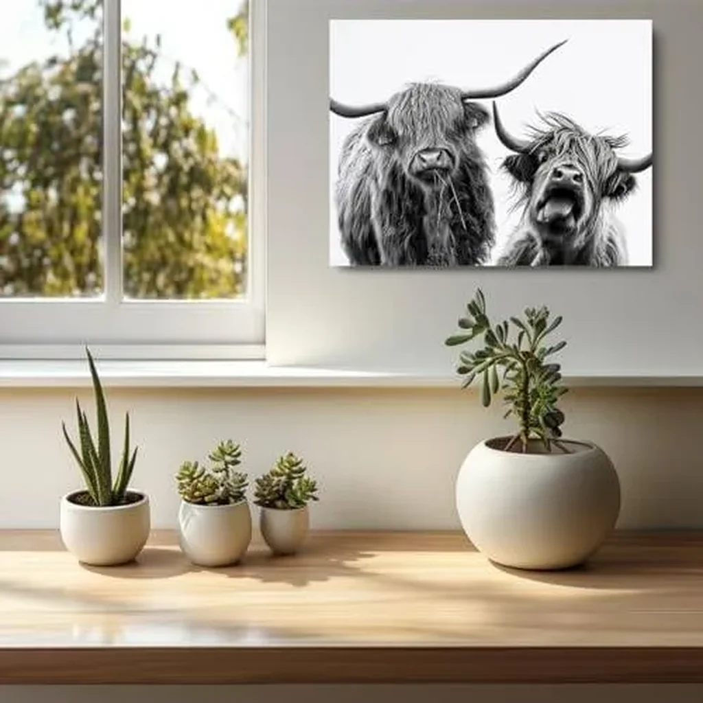 ALAYRA Cow Wall Art Western Wall Decor Funny Cows with BandaCanvas Framed Art Cow Print Stuff Cow Gifts Cow Paintings Western Decor Country Room Decor for Home Farmhouse Bedroom Kitchen Nursery-3 01 - Image 2