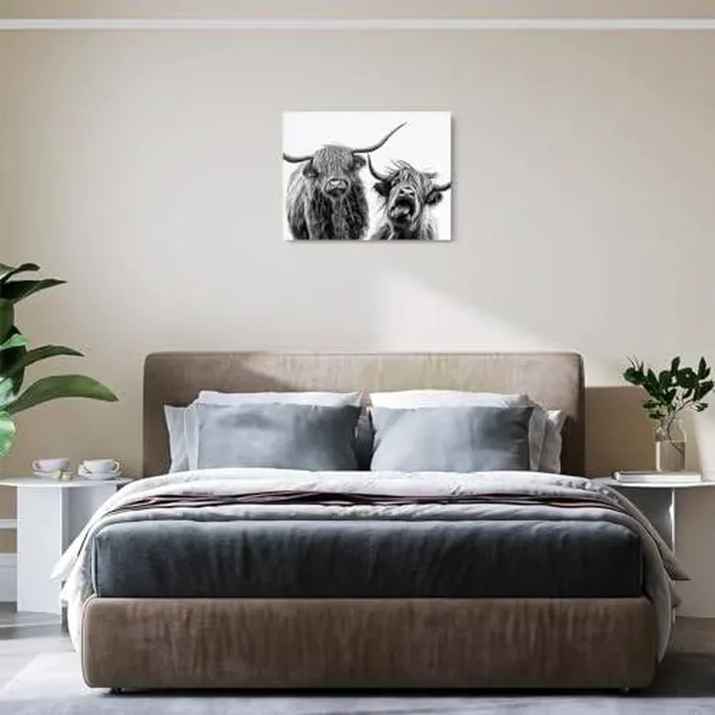 ALAYRA Cow Wall Art Western Wall Decor Funny Cows with BandaCanvas Framed Art Cow Print Stuff Cow Gifts Cow Paintings Western Decor Country Room Decor for Home Farmhouse Bedroom Kitchen Nursery-3 01 - Image 4