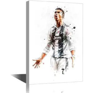 ALAYRA CR7 Canvas Art Poster Wall Decor Portuguese Professional Athlete Pictures Modern Print for Home Bedroom Living Room Club Arena Posters Stretched and Framed Ready to Hang 18x12 in 01