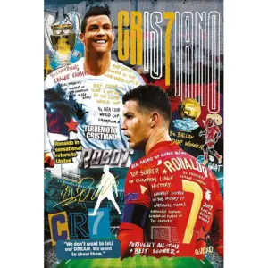 ALAYRA CR7 Cristiano Ronaldo Poster, Motivational Soccer Star Canvas Wall Art, Football Sports Wall Art, Manchester Cristiano Ronaldo Art Poster for Gym Office Man Cave Home Decoration, 16"x24"-Unfram