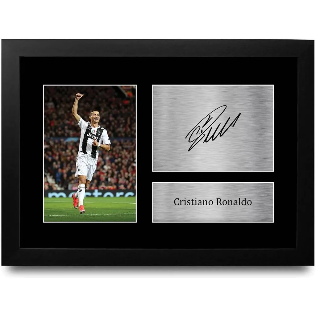 ALAYRA Cristiano Ronaldo Juventus Gifts Printed Signed Autograph Picture for Football Fans and Supporters - A4 Framed 01