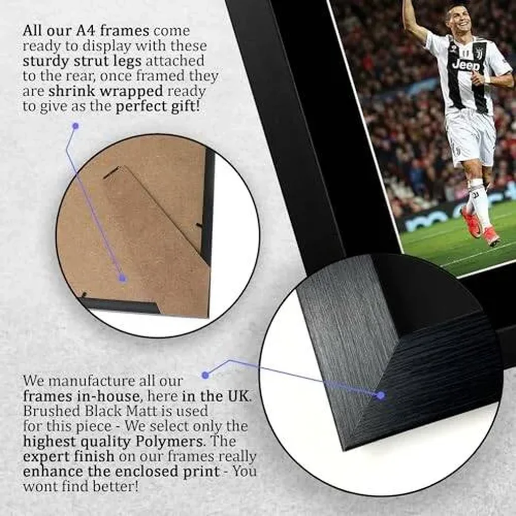 ALAYRA Cristiano Ronaldo Juventus Gifts Printed Signed Autograph Picture for Football Fans and Supporters - A4 Framed 01 - Image 5