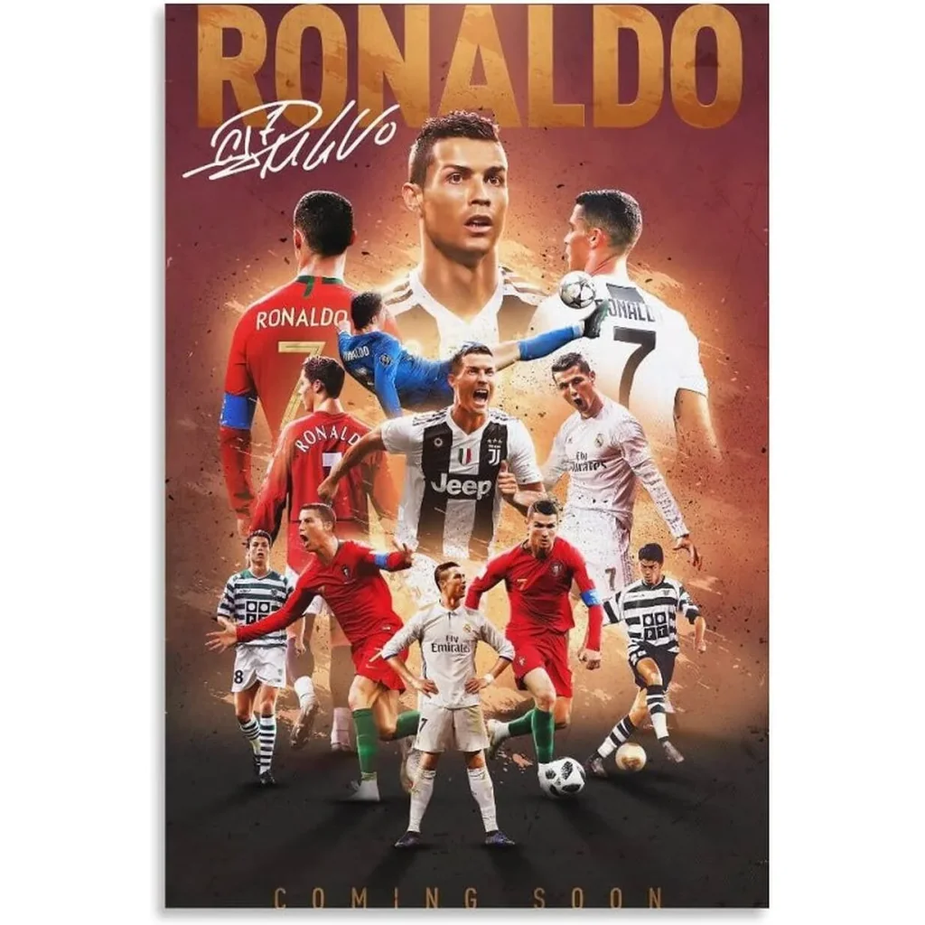 ALAYRA Cristiano Ronaldo Poster 2 Wall Art Canvas Print Poster Home Bathroom Bedroom Office Living Room Decor Canvas Poster Unframe 12x18inch(30x45cm) 01