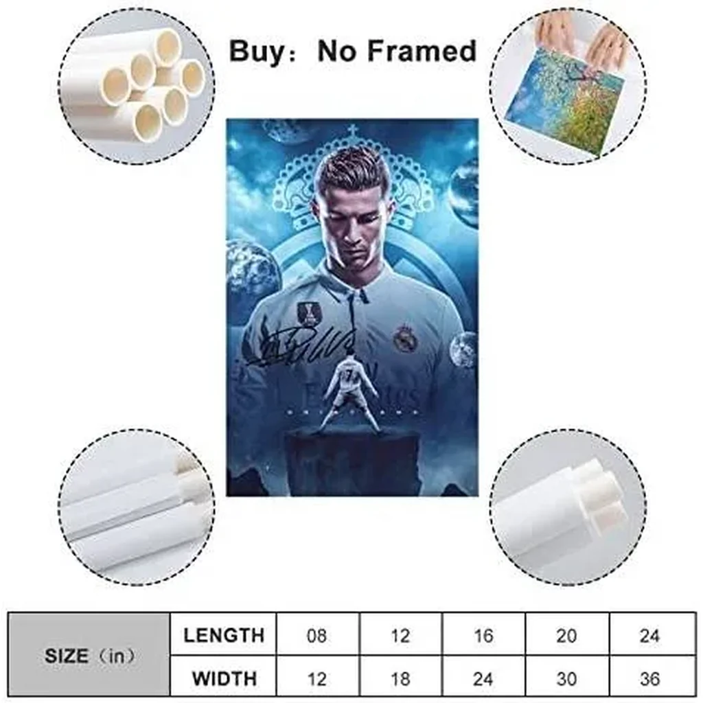 ALAYRA Cristiano Ronaldo Poster 3 Canvas Poster Unframed 12x18 inches (30x45 cm) 01 - Image 2