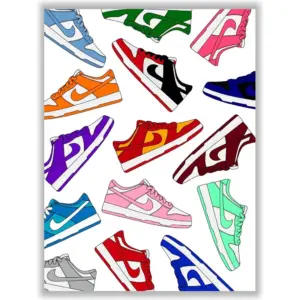 ALAYRA Custom Dunk Low Sneaker Poster (12x16 Inch) Unframed AJ Wall art, , Michael Jordan Poster, Sneaker Air Gym Shoes Shoebox Collection Aesthetic Cool Poster for Teen 01