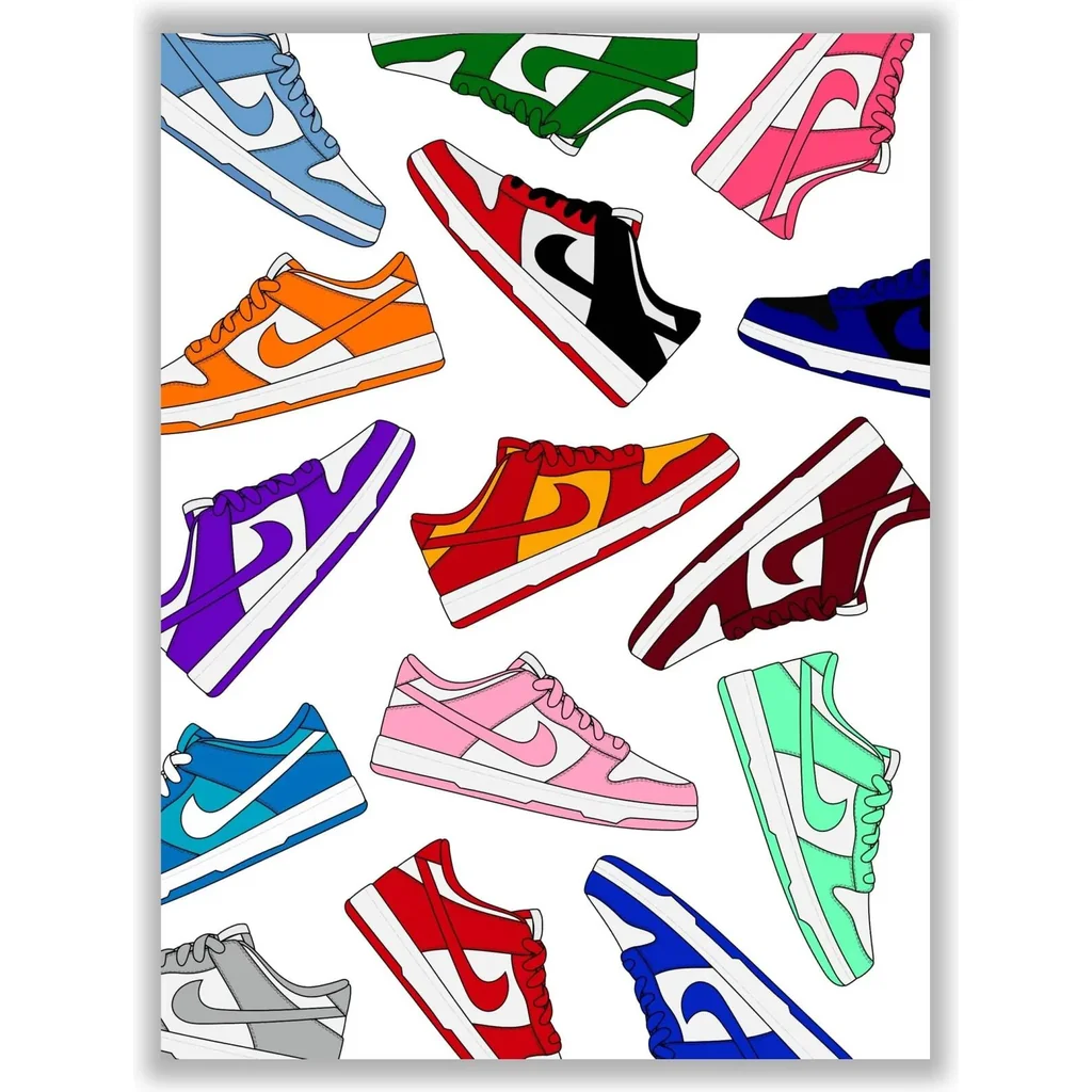 ALAYRA Custom Dunk Low Sneaker Poster (12x16 Inch) Unframed AJ Wall art, , Michael Jordan Poster, Sneaker Air Gym Shoes Shoebox Collection Aesthetic Cool Poster for Teen 01
