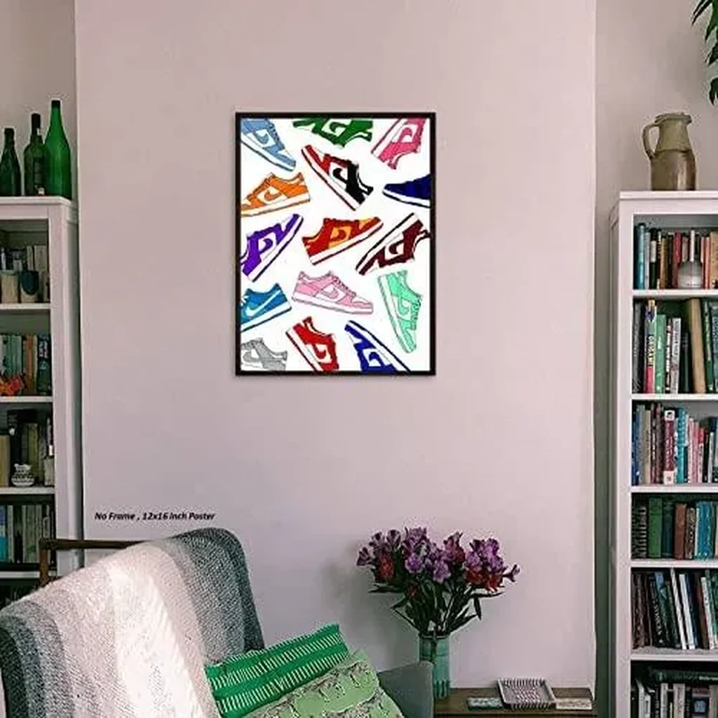 ALAYRA Custom Dunk Low Sneaker Poster (12x16 Inch) Unframed AJ Wall art, , Michael Jordan Poster, Sneaker Air Gym Shoes Shoebox Collection Aesthetic Cool Poster for Teen 01 - Image 2