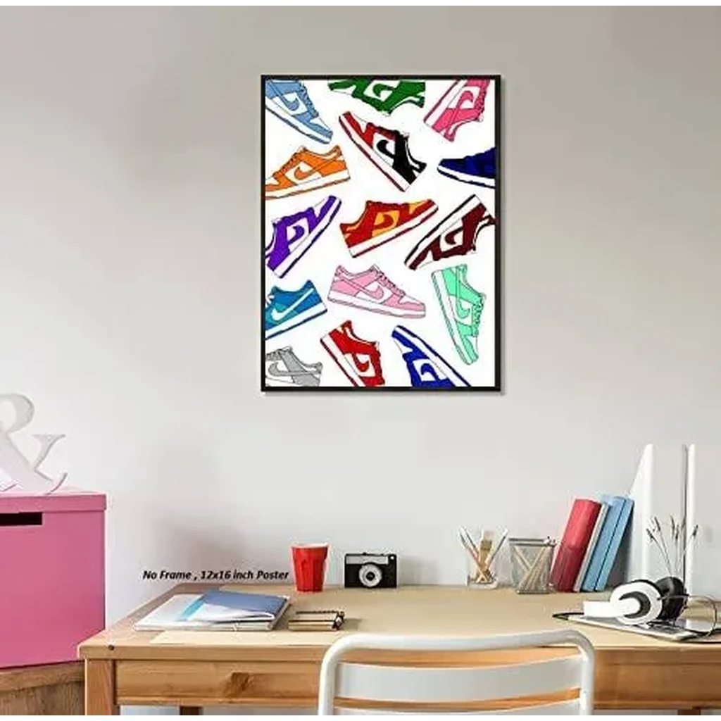 ALAYRA Custom Dunk Low Sneaker Poster (12x16 Inch) Unframed AJ Wall art, , Michael Jordan Poster, Sneaker Air Gym Shoes Shoebox Collection Aesthetic Cool Poster for Teen 01 - Image 3