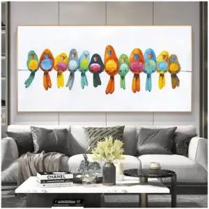 ALAYRA Cute Perching Little Bird Canvas Painting For Living Room Posters Prints Wall Pictures Kid'S Bedroom Home Decor 50X100Cm Unframed 01