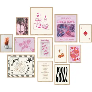 ALAYRA Cute Preppy Room Decor Aesthetic - Preppy Posters For Bedroom, Cute Wall Decor Aesthetic Pictures, Pink Trendy Wall Art Prints, Retro Girly Posters For Dorm Apartment Decor (Unframed) 01