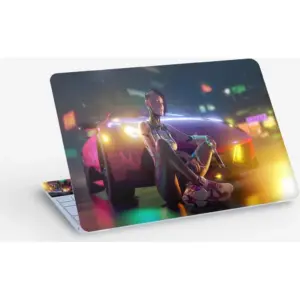 ALAYRA Cyberpunk Girl Car Sci Fi, Laptop Skin Sticker Decal, 13.3 14 15 15.4 15.6 Inch Laptop Universal Vinyl Skin Sticker Cover, Dustproof, Waterproof, Decal Protector With Free 2 Wrist Pads 01