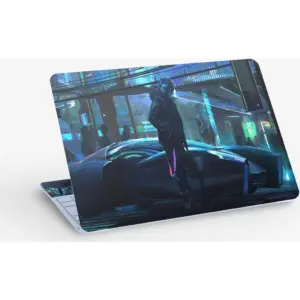ALAYRA Cyberpunk Hover Car Sci Fi, Laptop Skin Sticker Decal, 13.3 14 15 15.4 15.6 Inch Laptop Universal Vinyl Skin Sticker Cover, Dustproof, Waterproof, Decal Protector With Free 2 Wrist Pads 01